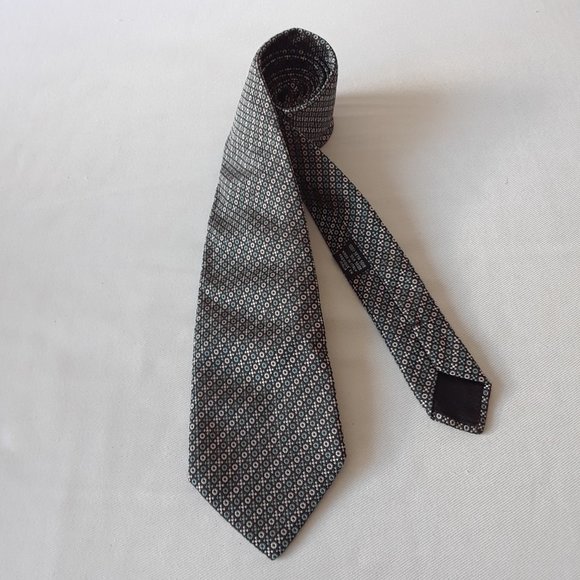 Marc Jacobs. Silk Tie XO Pattern. Brown, Teal & Grey - Picture 4 of 9